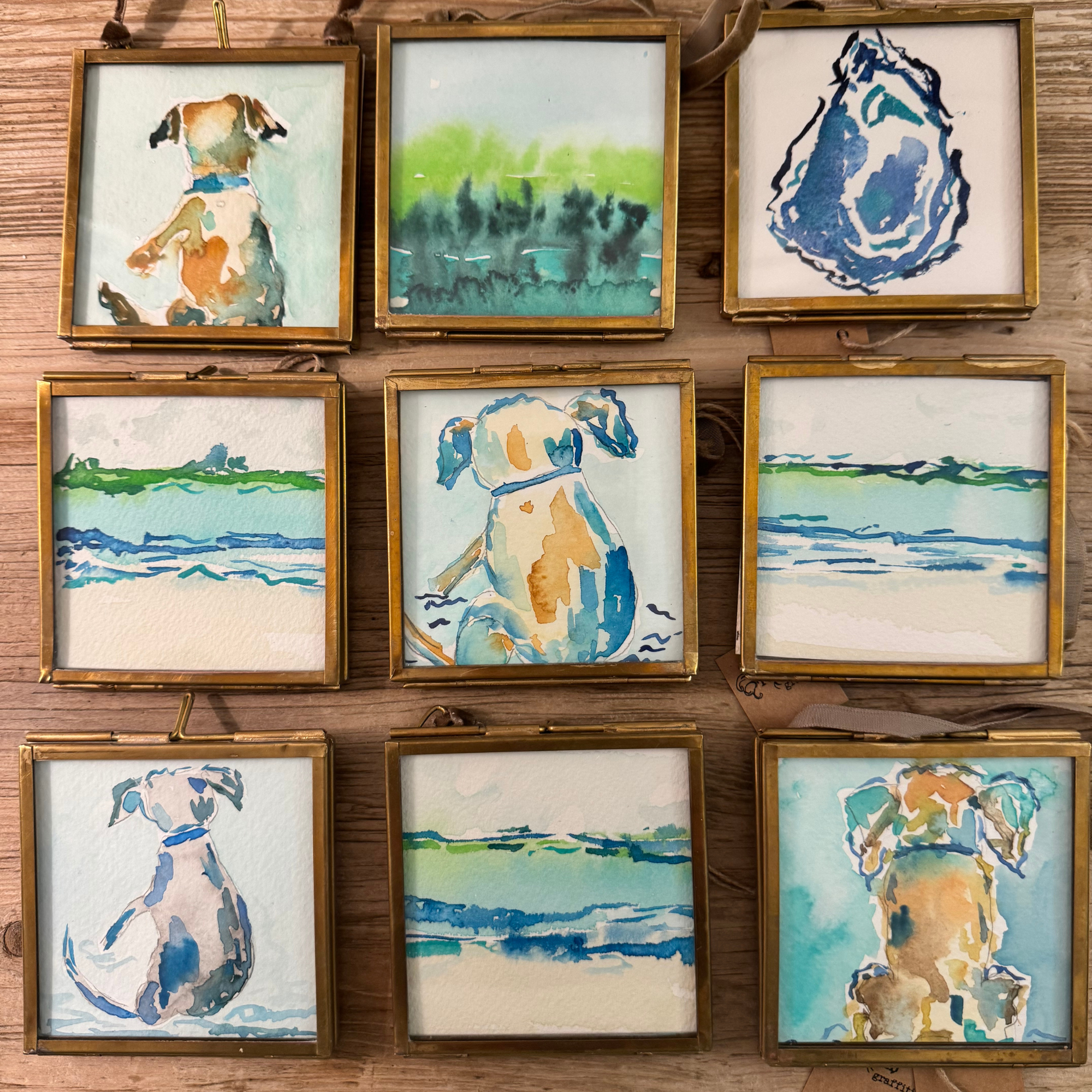 Abstract Cute Pup Watercolor Ornament