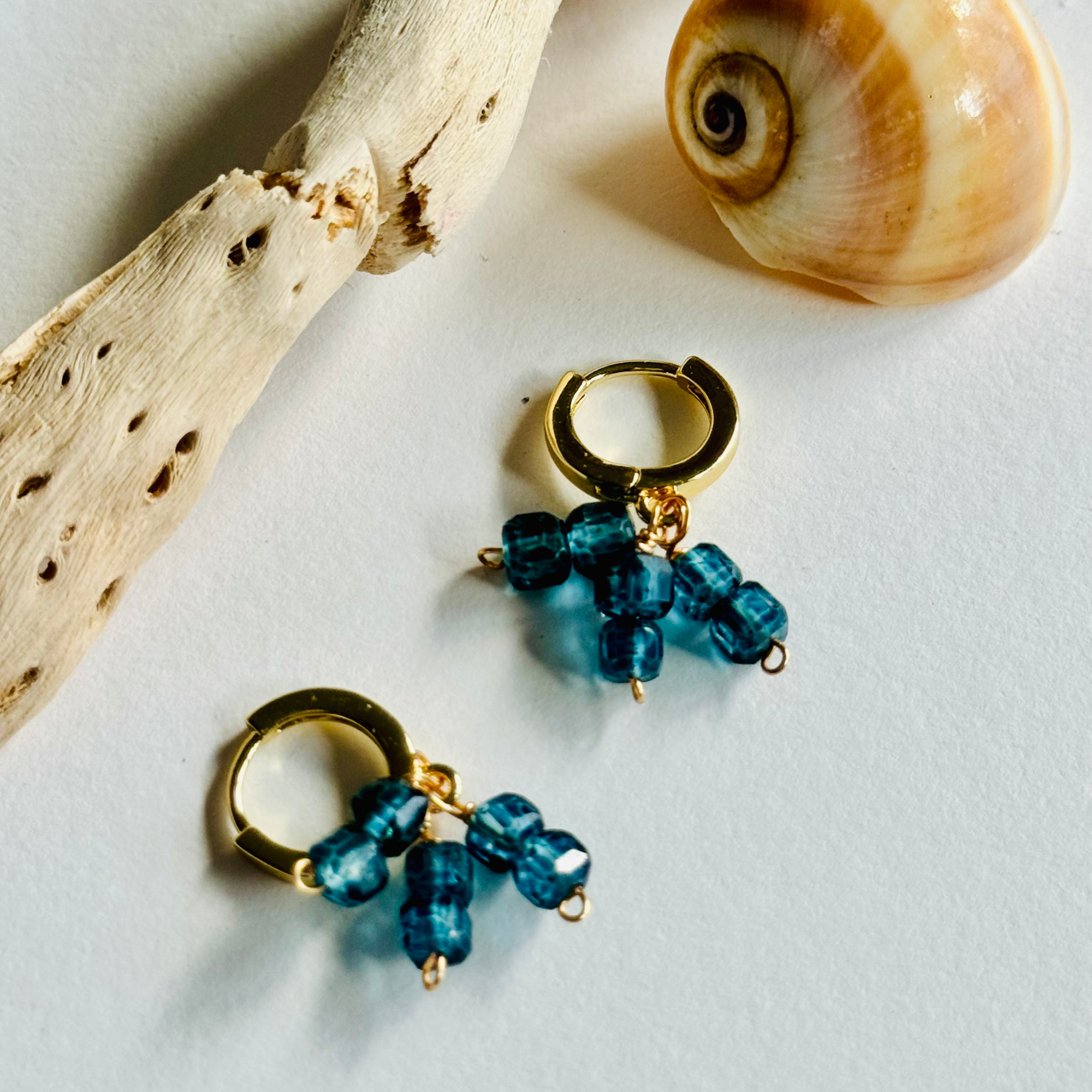 Mystic Blue Topaz Trio Huggie Earrings