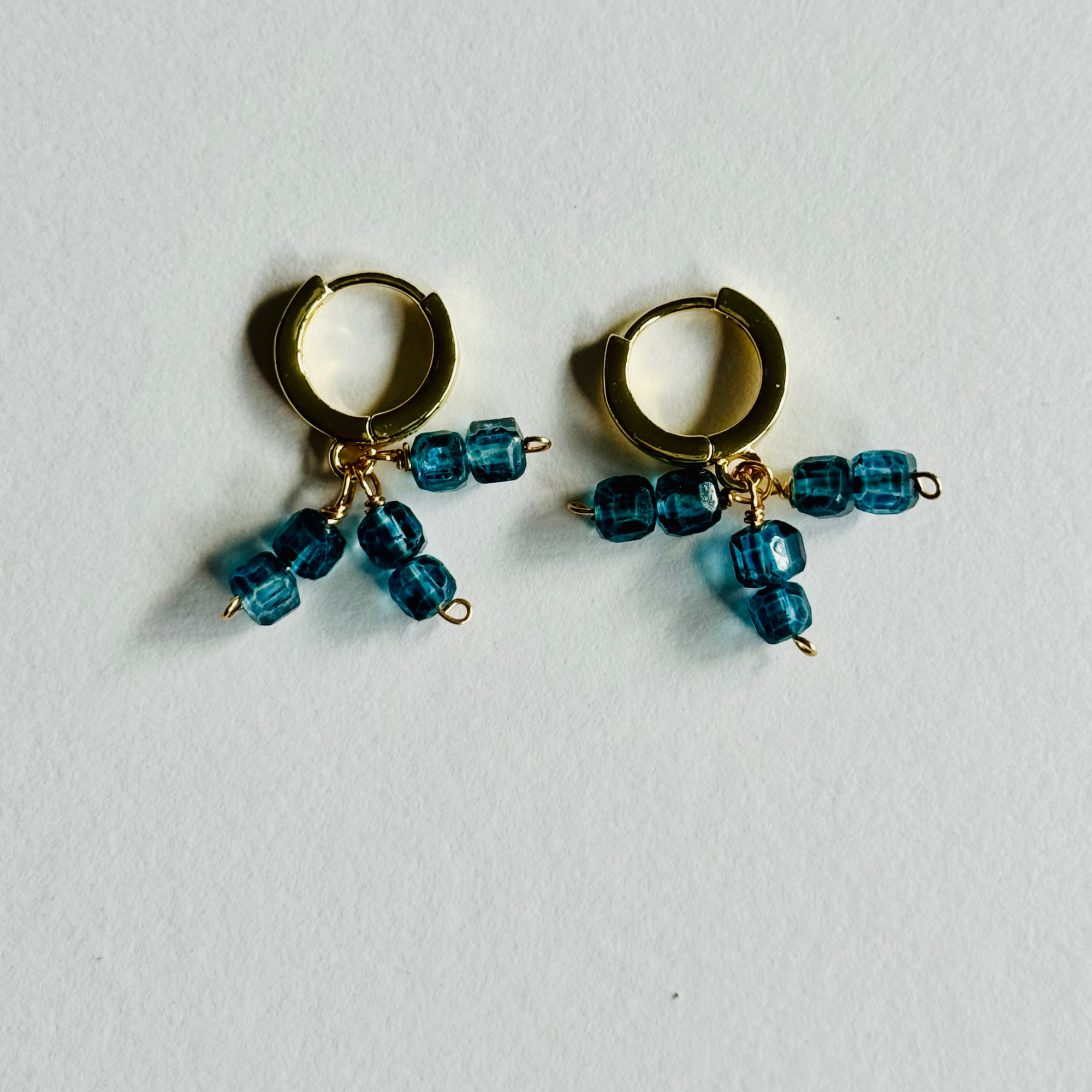Mystic Blue Topaz Trio Huggie Earrings
