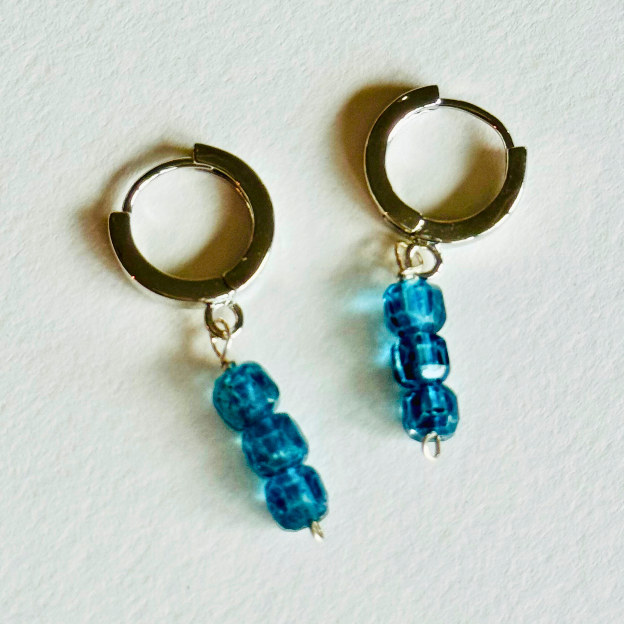 Mystic Blue Topaz Silver Huggie Earrings