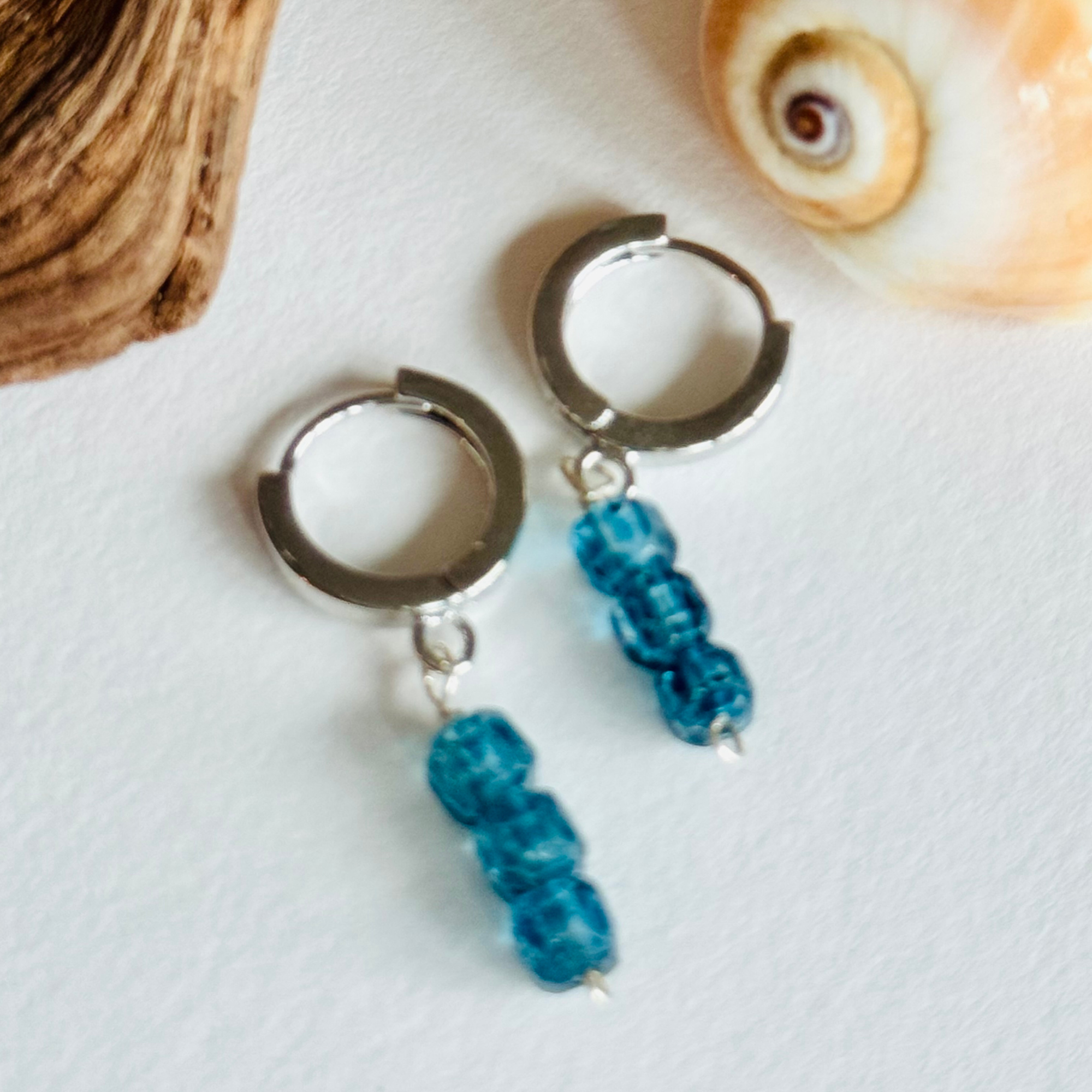 Mystic Blue Topaz Silver Huggie Earrings