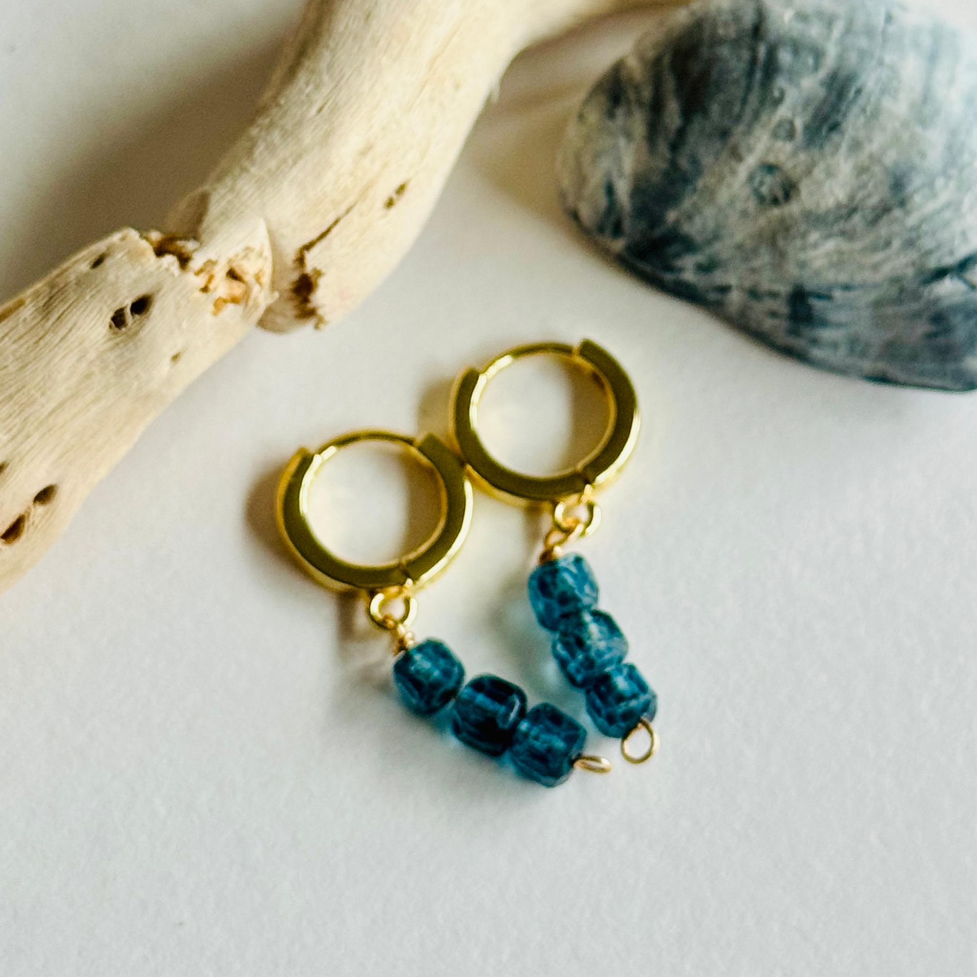 Mystic Blue Topaz Huggie Earrings