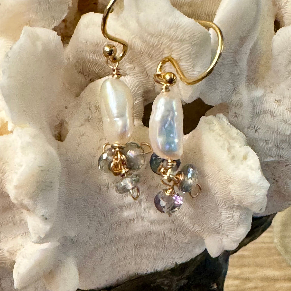 Mystic Topaz & Pearl Earrings
