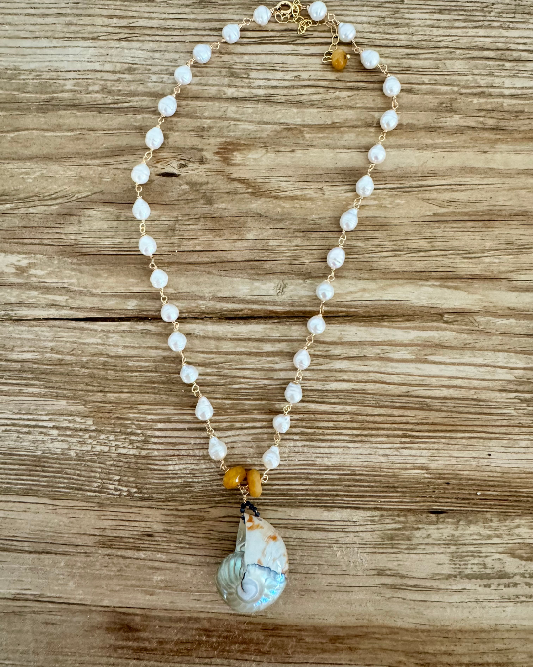 Nautilus Shell & Pearl Necklace