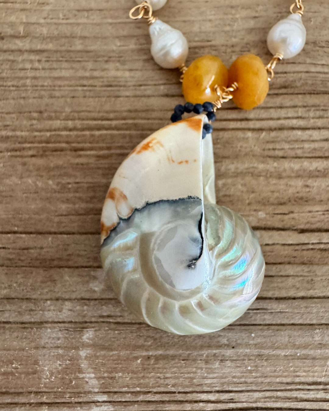 Nautilus Shell & Pearl Necklace
