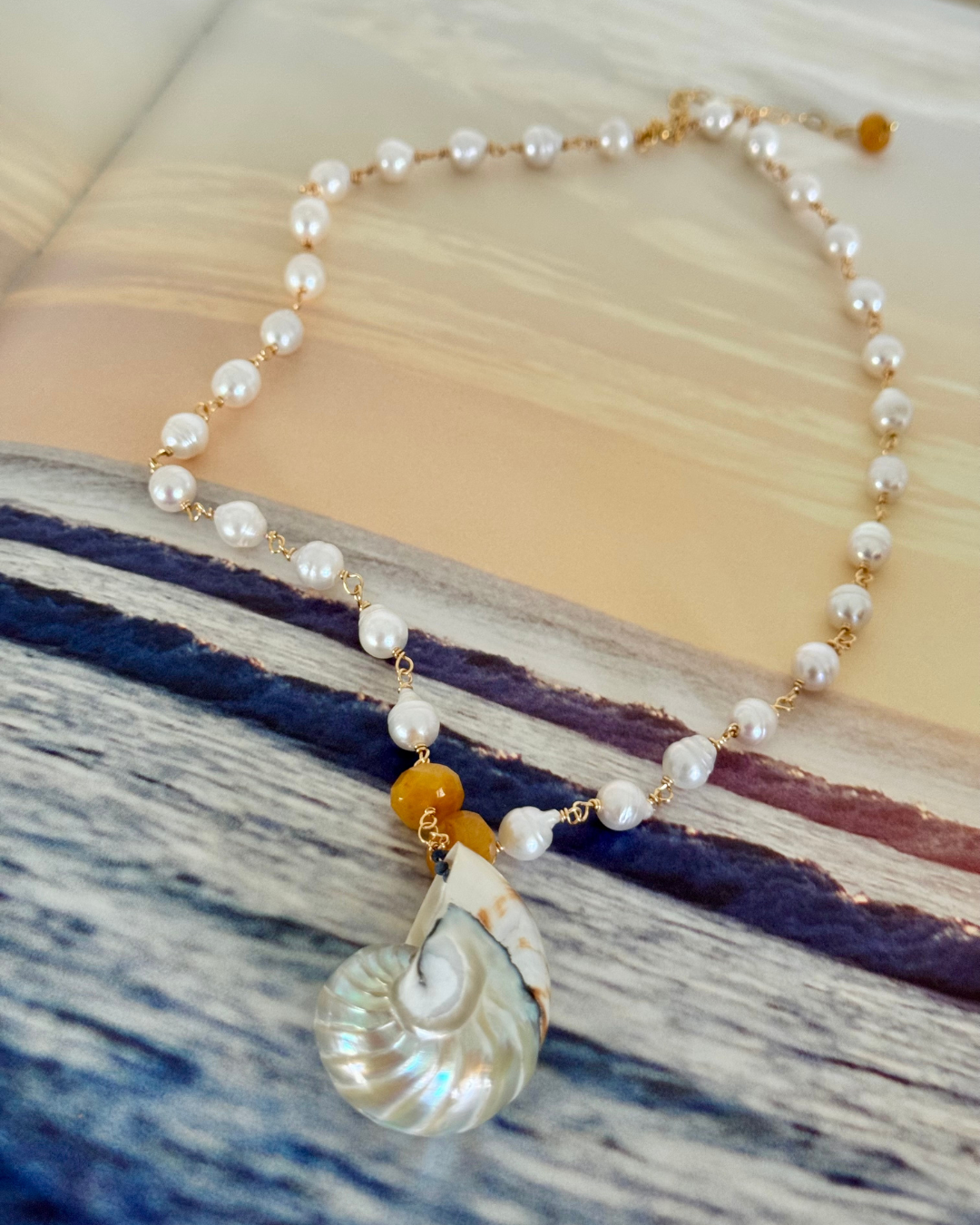 Nautilus Shell & Pearl Necklace