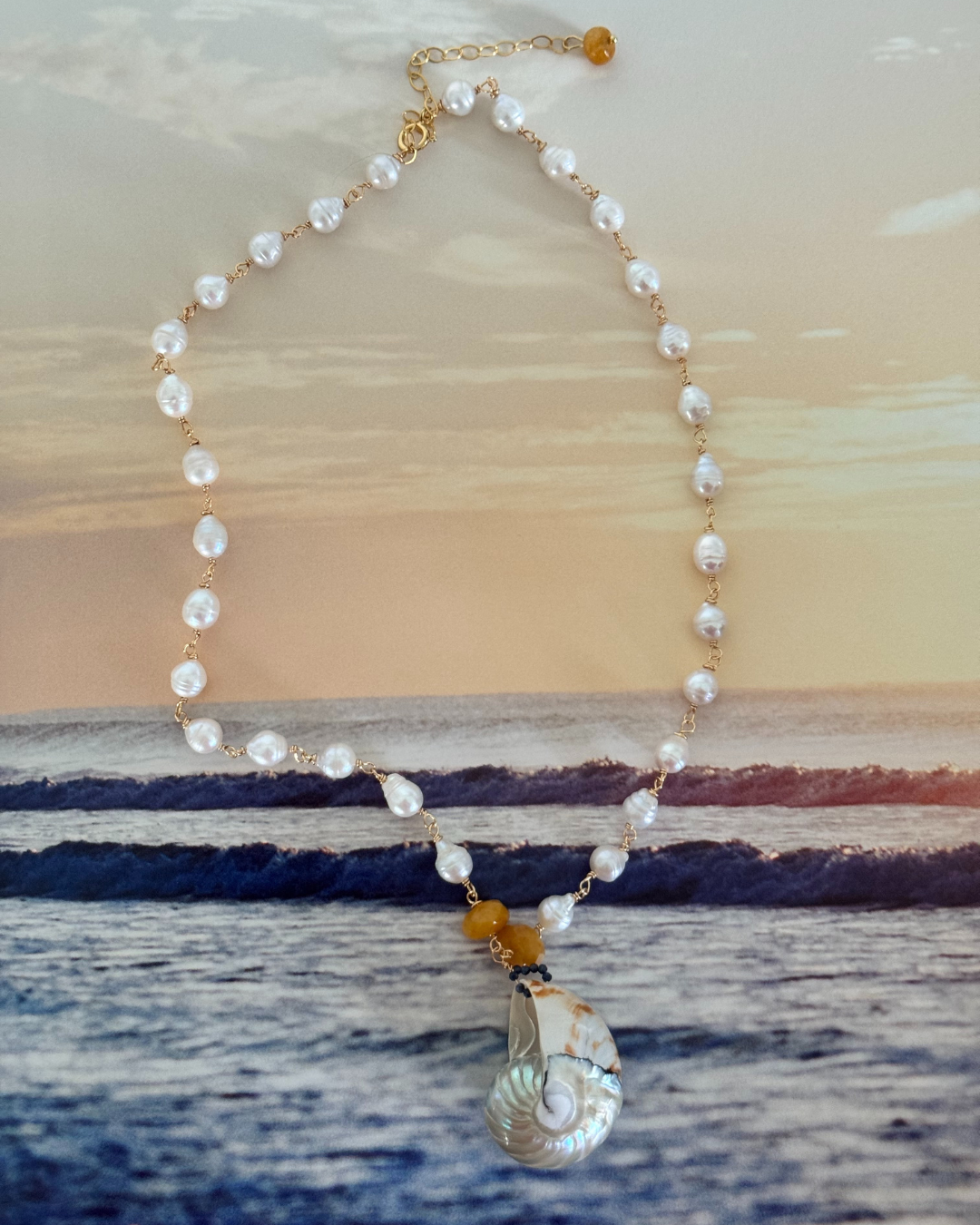 Nautilus Shell & Pearl Necklace