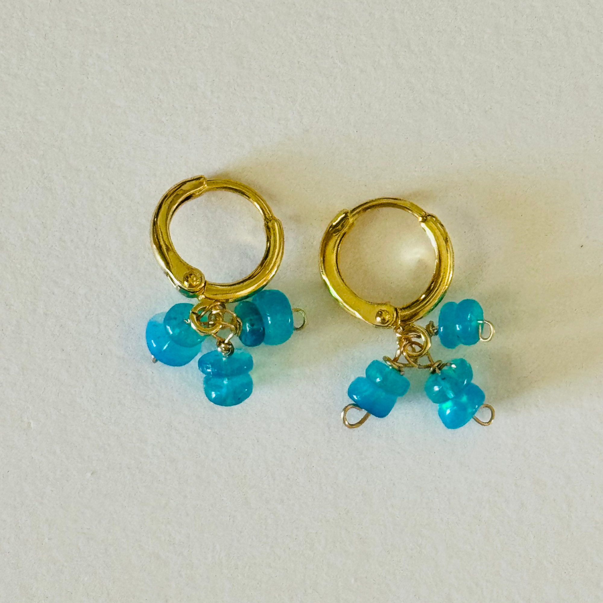 Neon Blue Seas Huggie Earrings