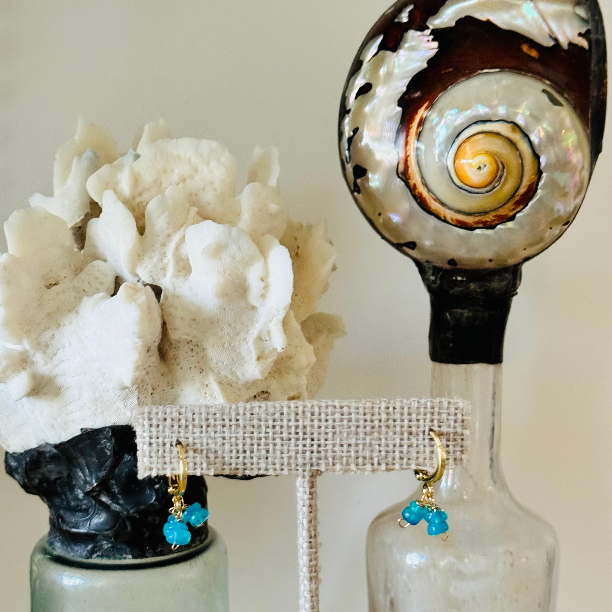 Neon Blue Seas Huggie Earrings