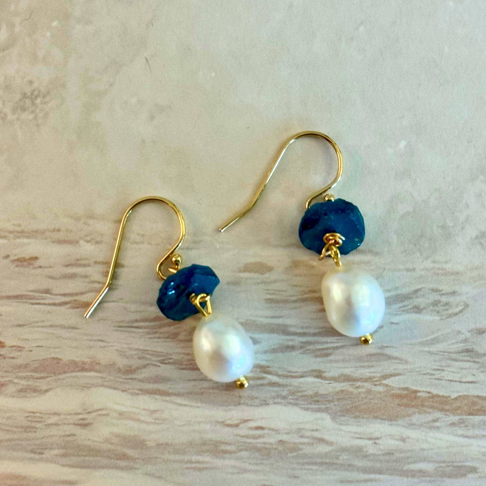 Roman Blue Glass & Freshwater Pearl Earrings
