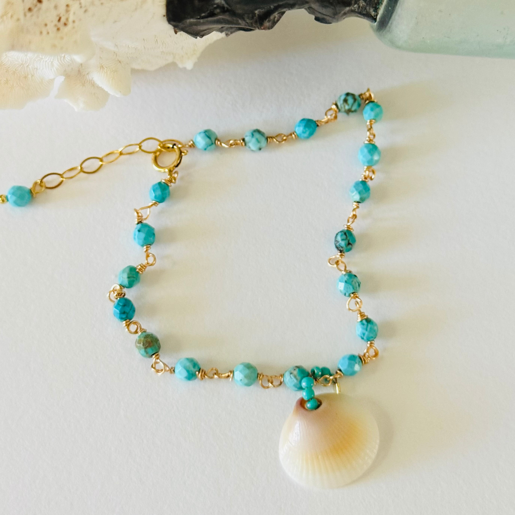 Turquoise Tide Seashell Bracelet