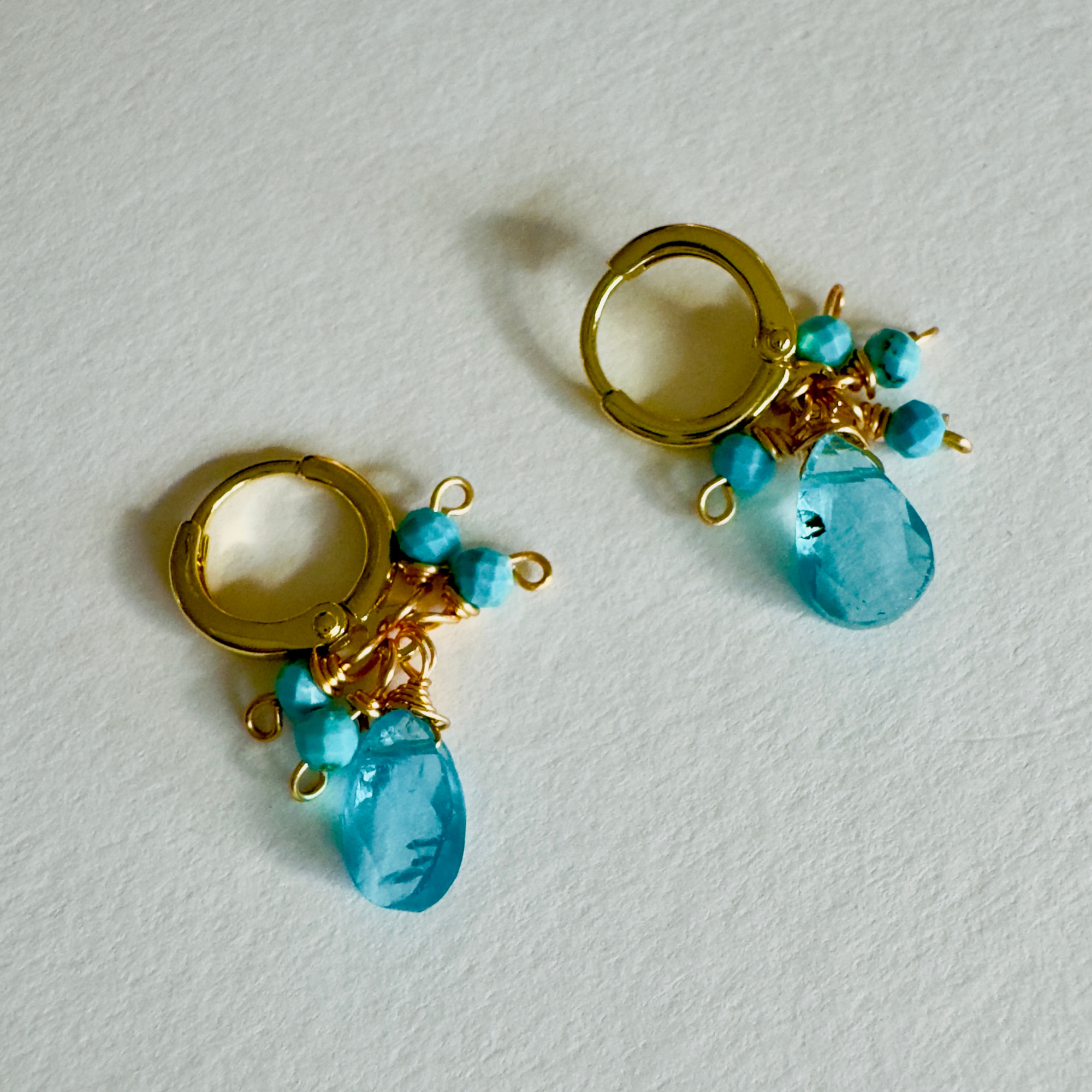 Turquoise & Apatite Huggie Earrings