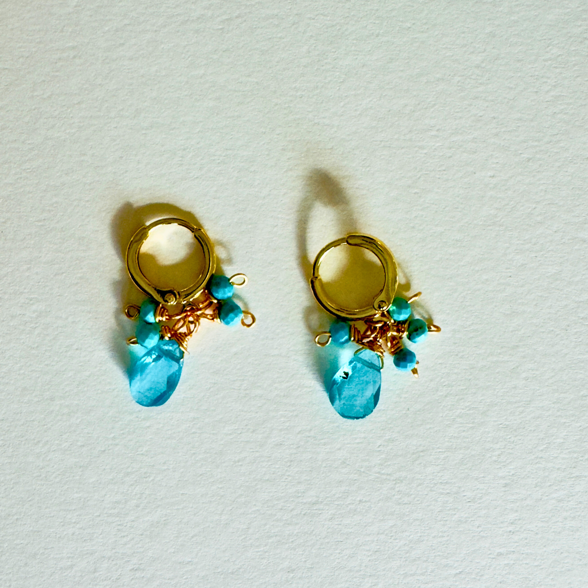 Turquoise & Apatite Huggie Earrings