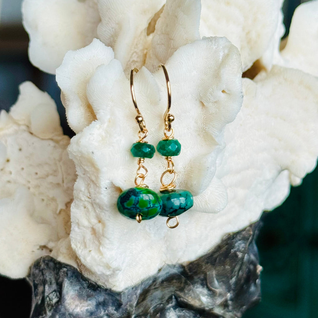 Turquoise & Emerald Minis Earrings