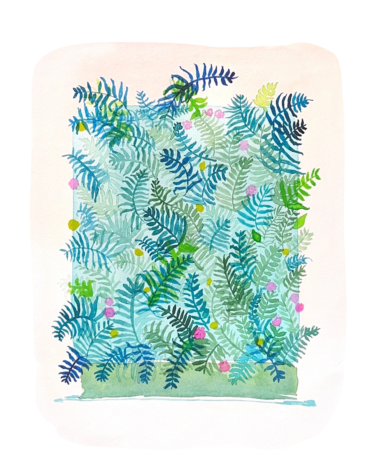 Whimsical Fern No. 1 Watercolor Painting
